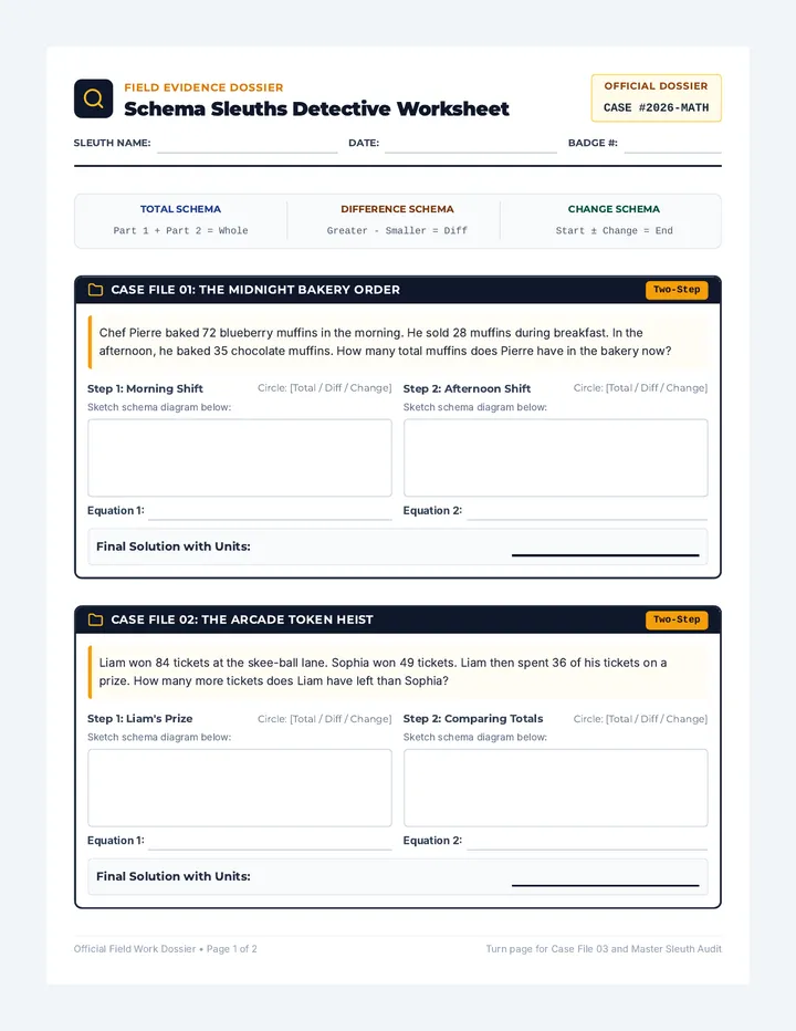 Schema Sleuths Detective Worksheet
