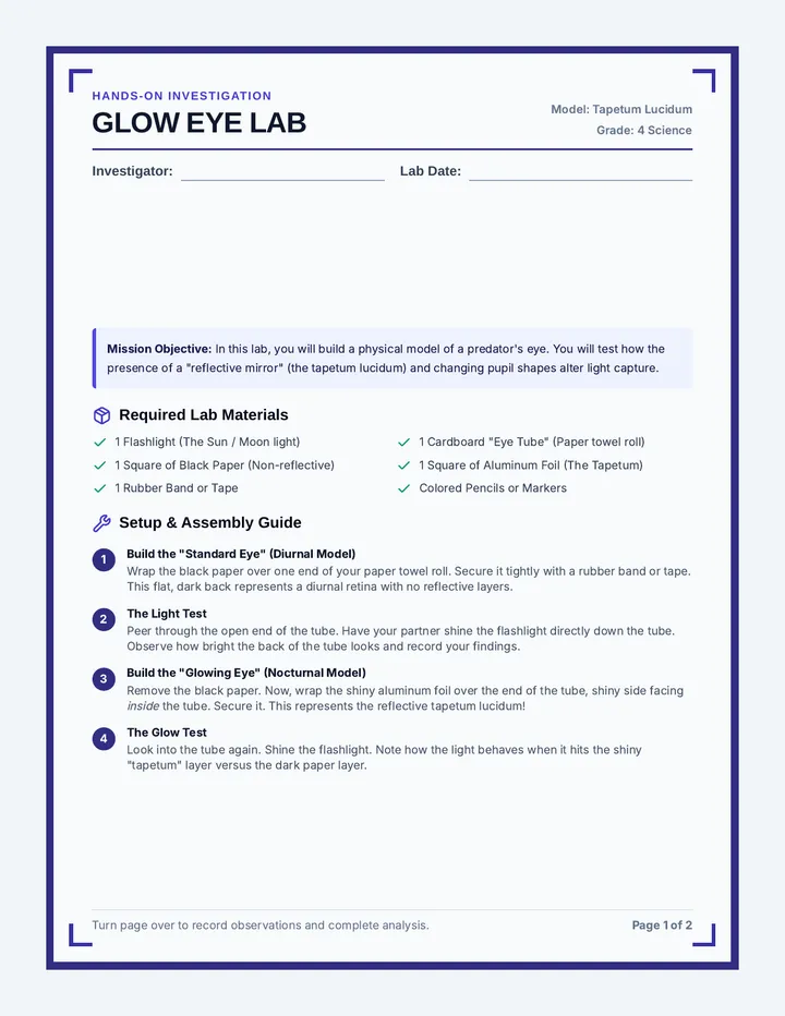 Glow Eye Lab Worksheet
