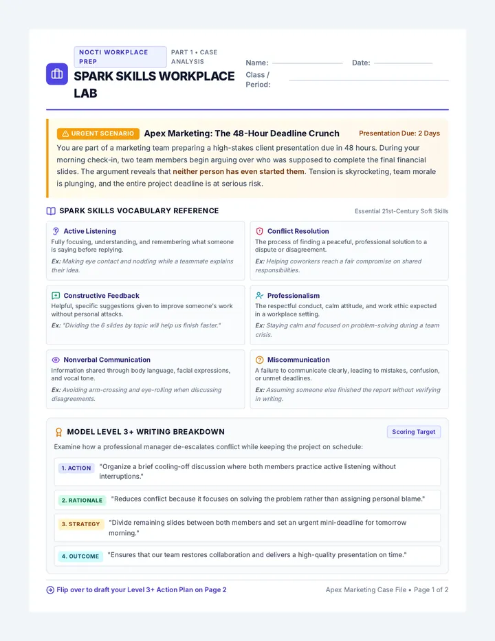 Spark Skills Conflict Worksheet