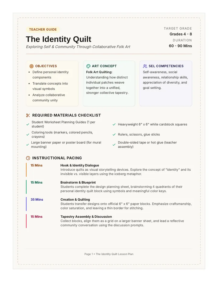 Identity Quilt Teacher Guide