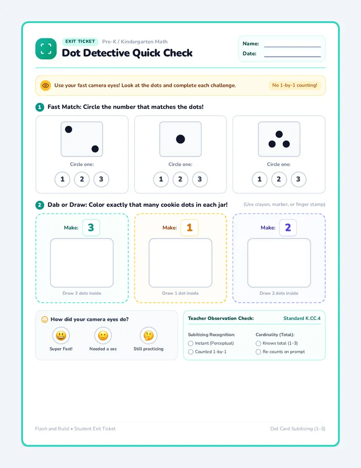 Dot Detective Exit Ticket