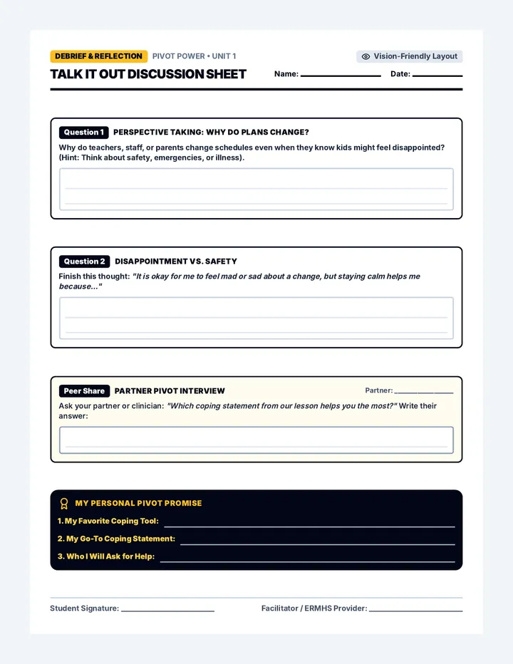 Talk It Out Discussion Worksheet