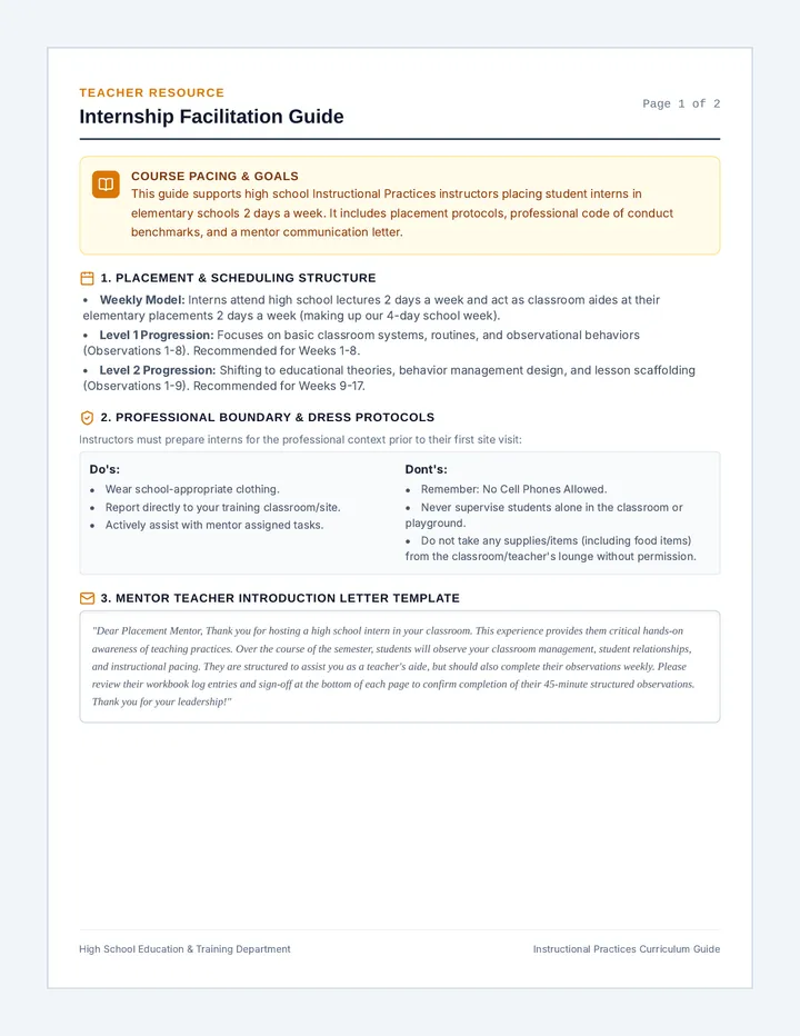 Internship Facilitation Guide