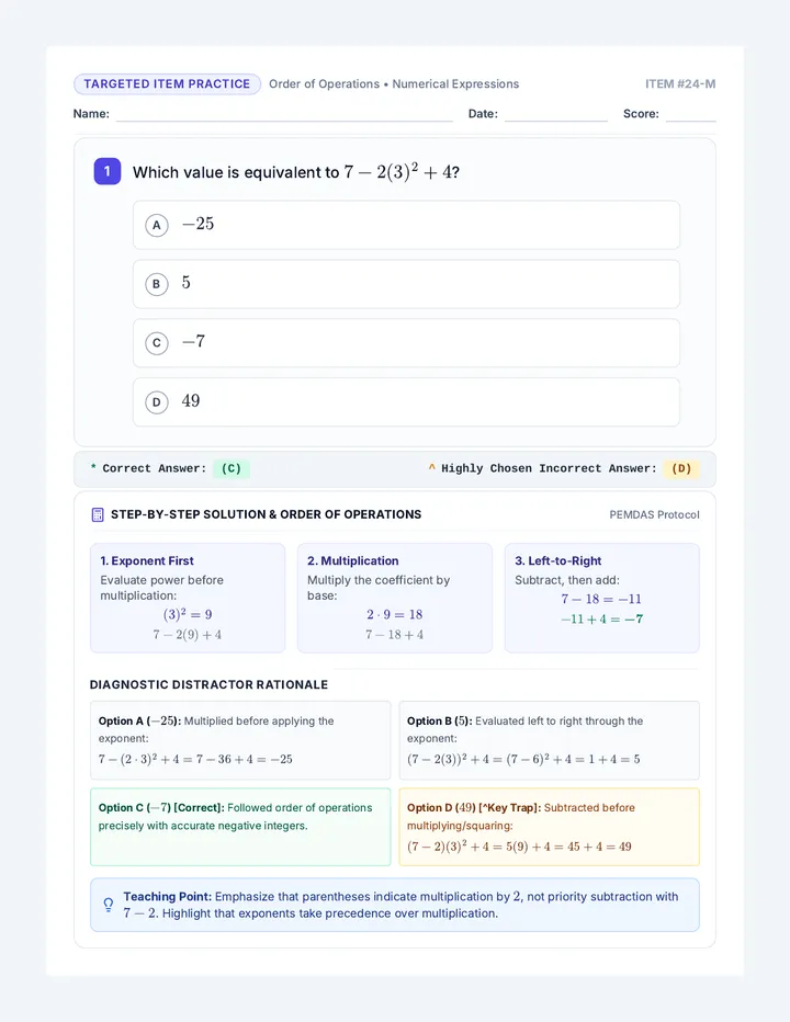 Equivalent Expressions Assessment Item