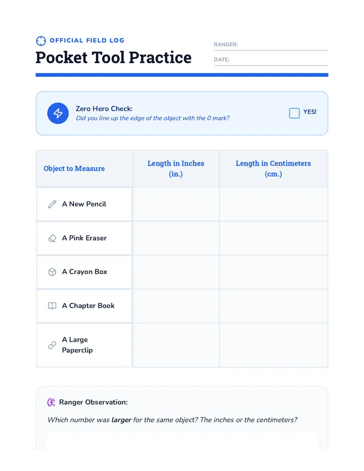 Pocket Tool Practice Worksheet
