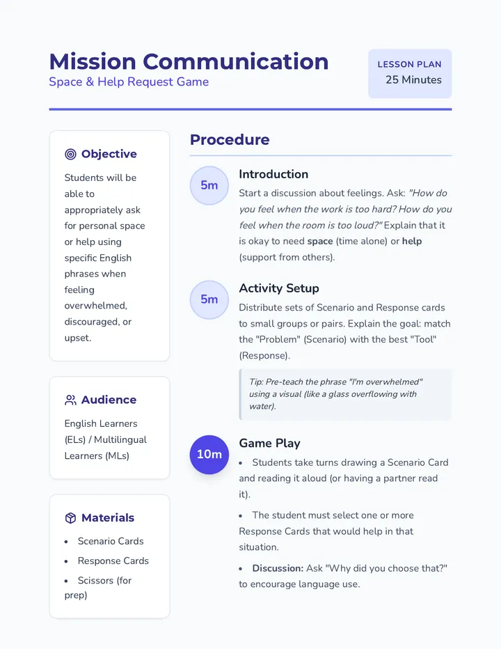 Mission Communication Lesson Plan