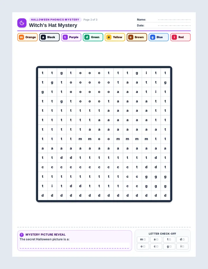 Witch Hat Mystery Worksheet