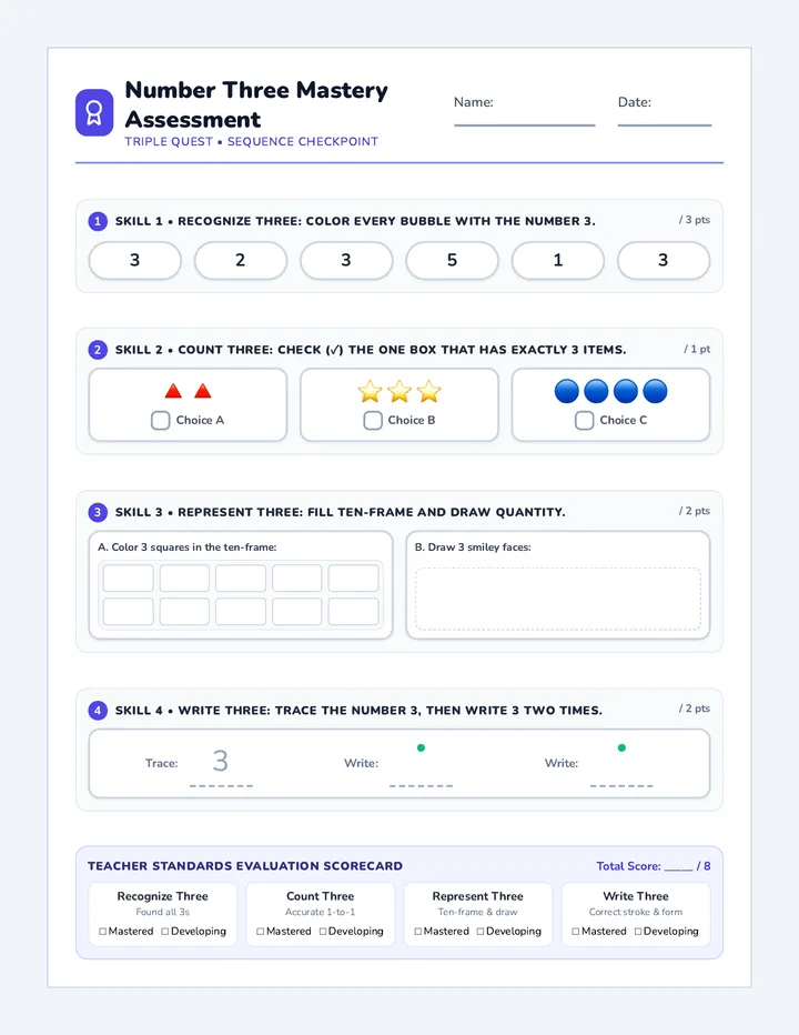 Number Three Mastery Assessment