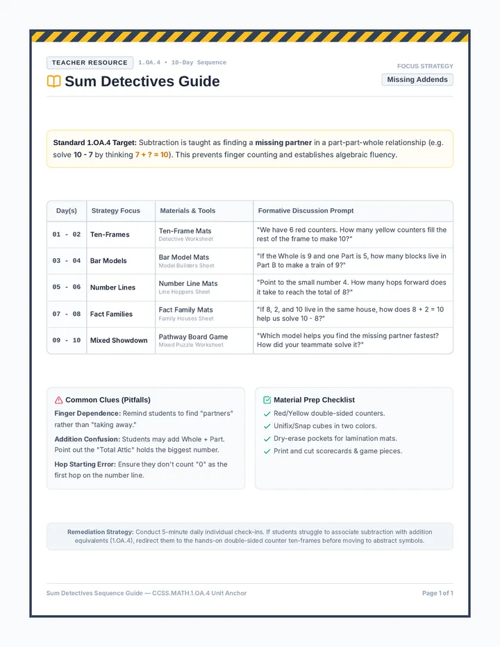 Sum Detectives Teacher Guide