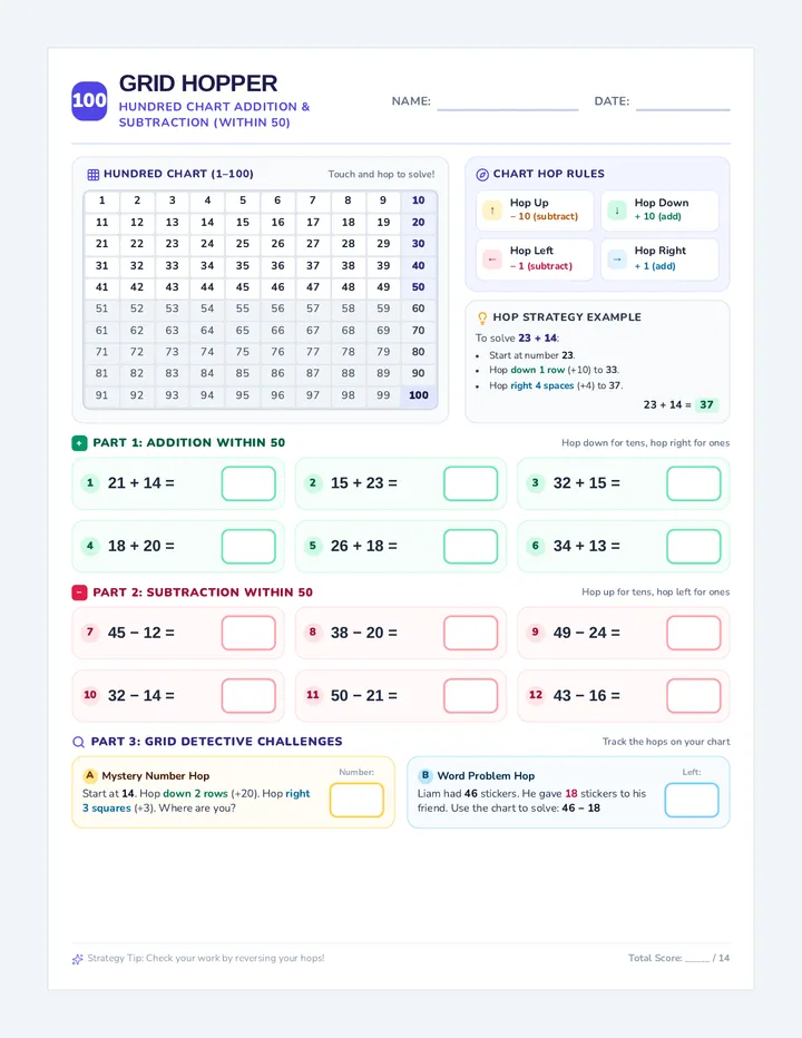 Grid Hopper Worksheet