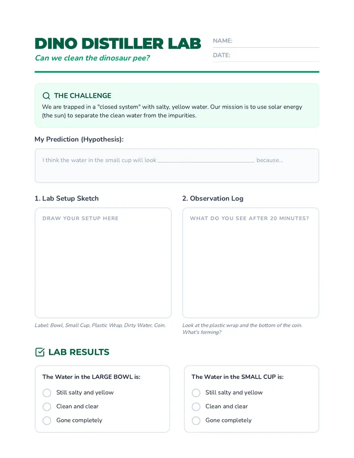Dino Distiller Lab Worksheet