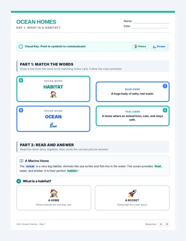 Habitat Basics Worksheet