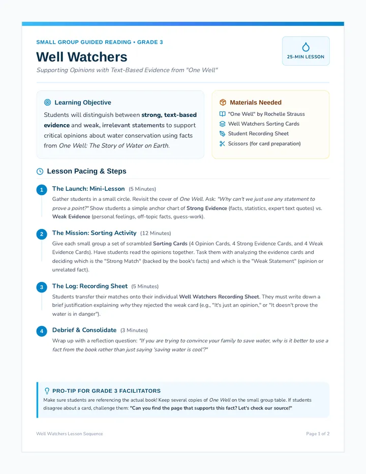 Well Watchers Teacher Guide