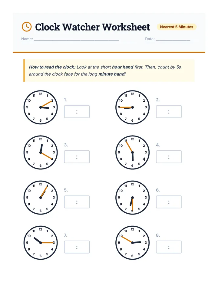 Clock Watcher Worksheet Refined V2