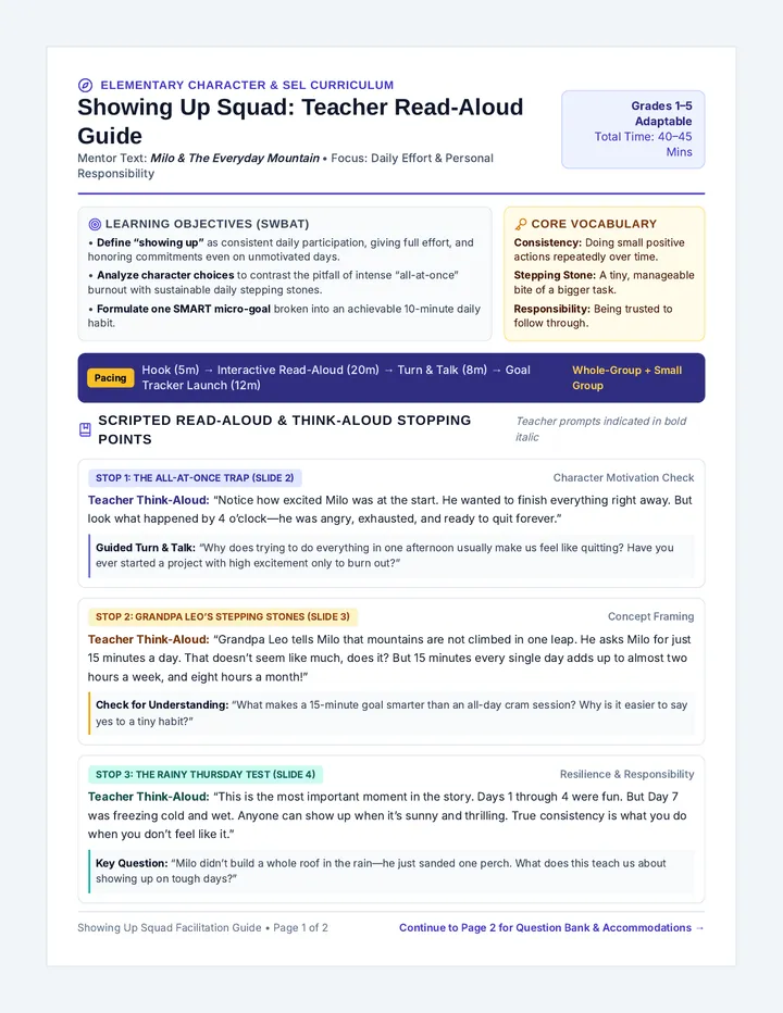 Showing Up Teacher Guide