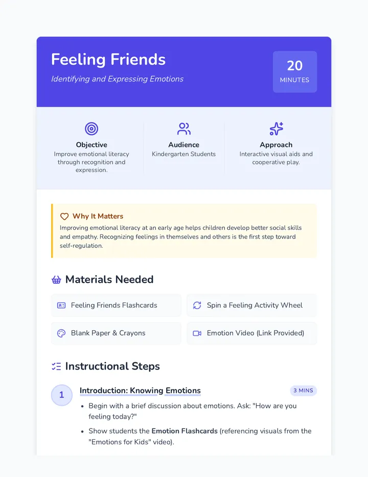 Feeling Friends Lesson Plan