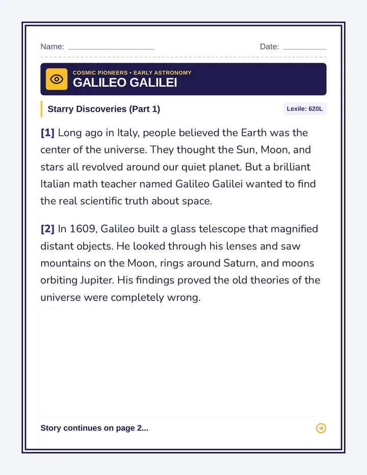 Galileo Vision Worksheet