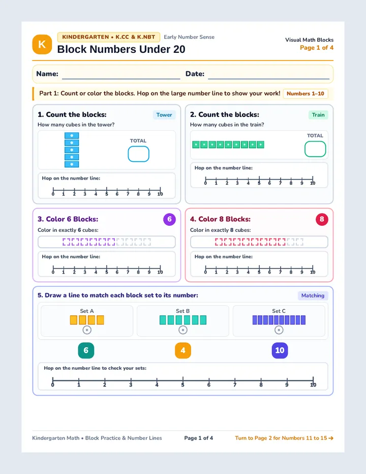 Kindergarten Block Numbers Assessment