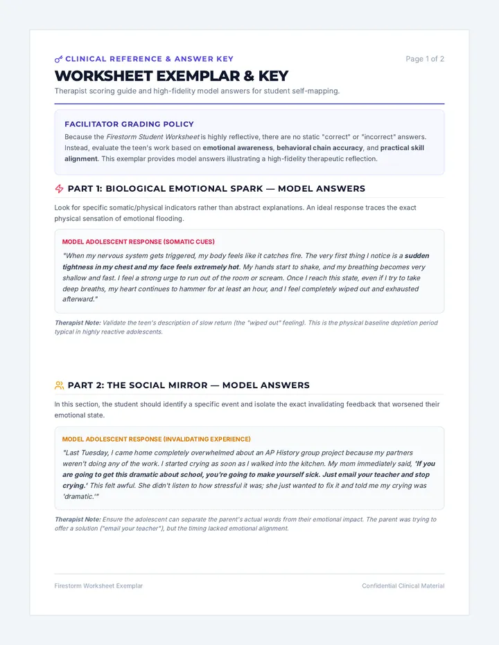 Firestorm Worksheet Exemplar