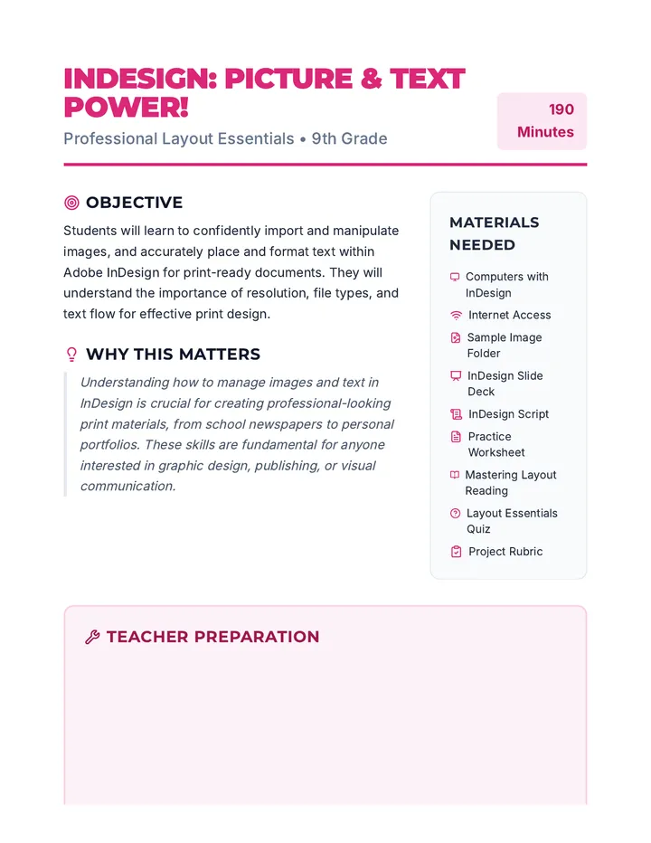 Layout Logic Lesson Plan
