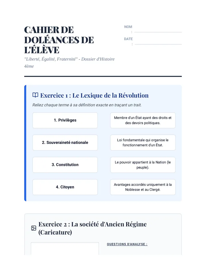Livret d'Activités Révolutionnaire