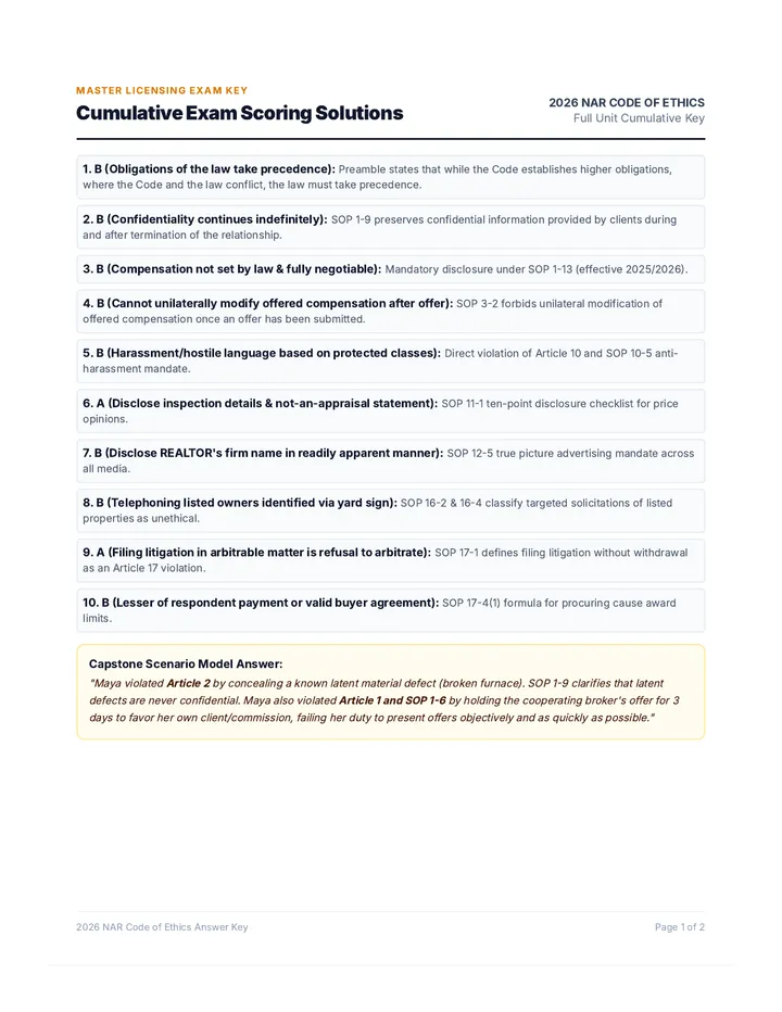 Ethics Mastery Answer Key