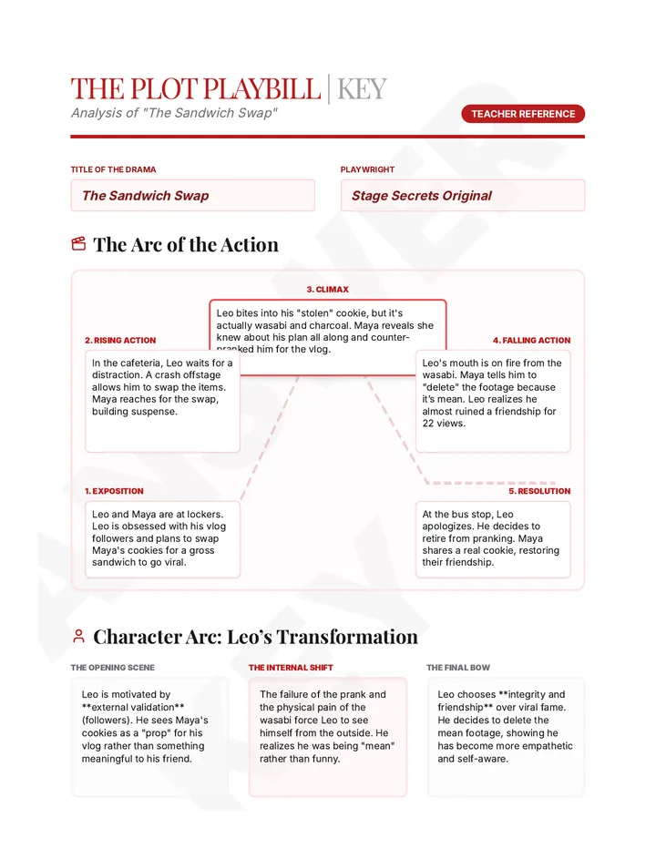 Plot Playbill Answer Key