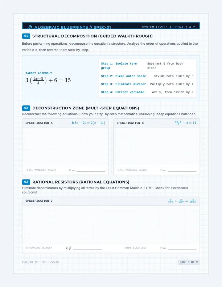 Equation Alchemy Worksheet