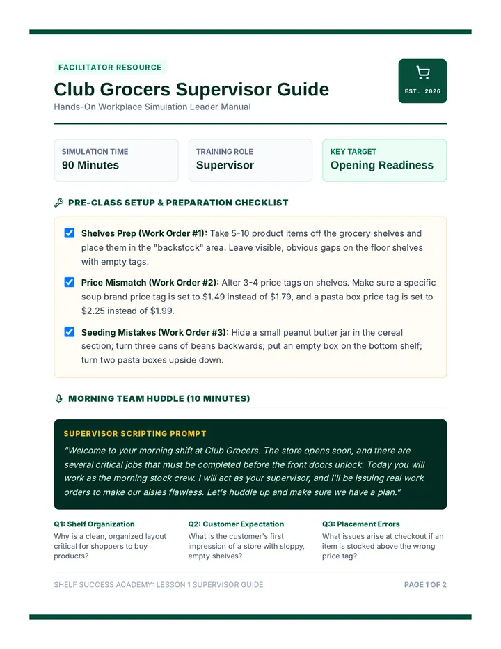 Club Grocers Supervisor Guide