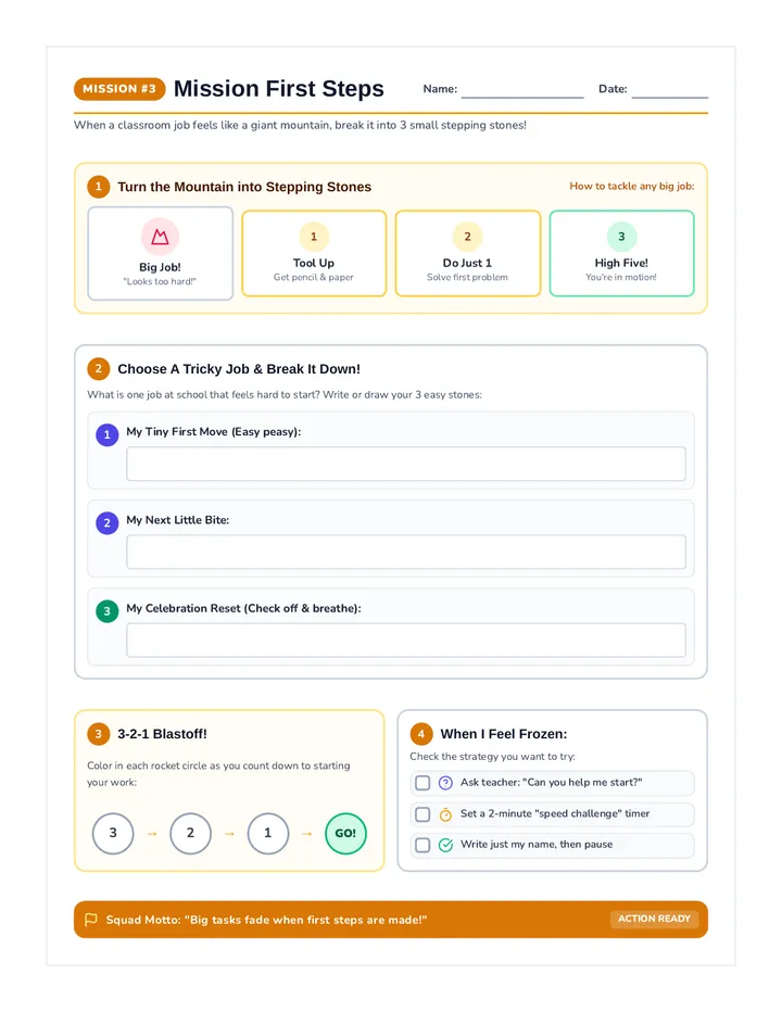 First Steps Worksheet