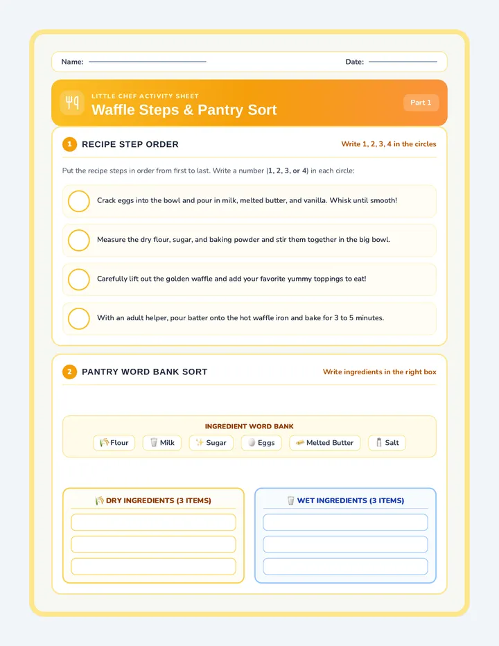 Waffle Sequencing Worksheet