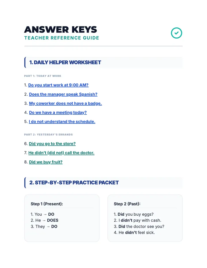 Action Answer Keys