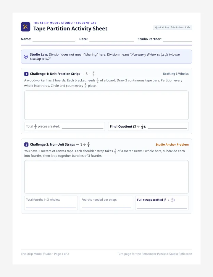 Tape Partition Activity Sheet
