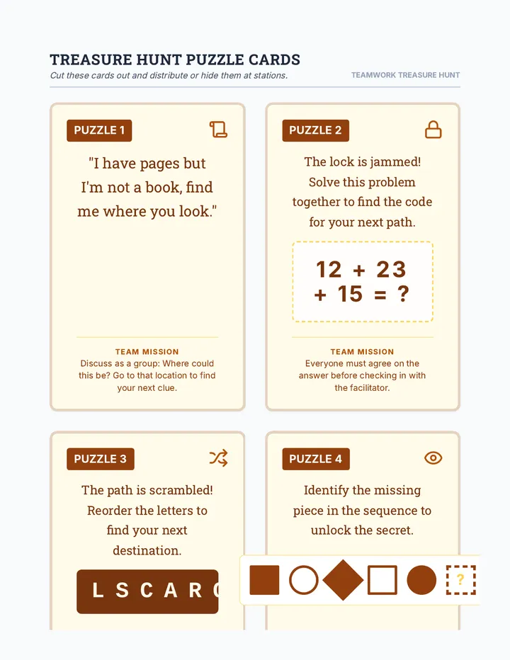 Treasure Hunt Puzzle Cards