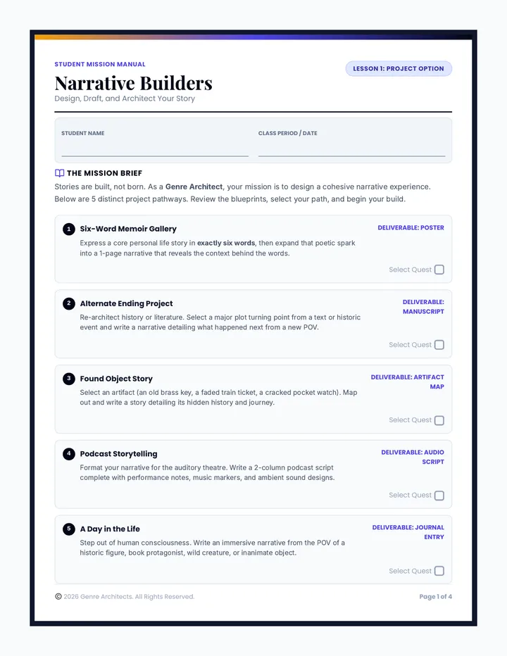 Narrative Builders Student Workbook