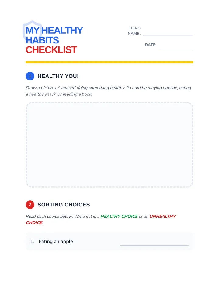 Healthy Habits Worksheet