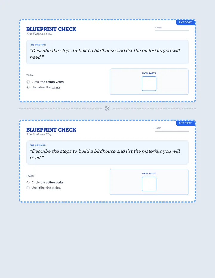 Blueprint Check Exit Ticket