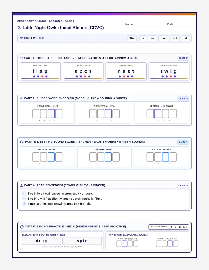 Night Owls Activity Sheet