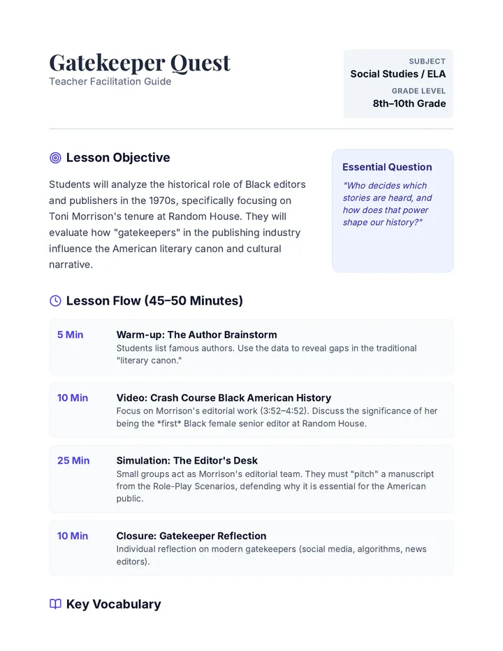 Gatekeeper Teacher Guide