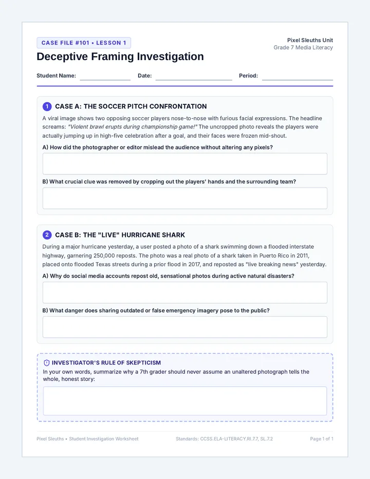 Framing Investigation Worksheet