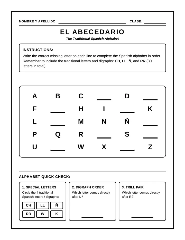 Missing Letters Worksheet