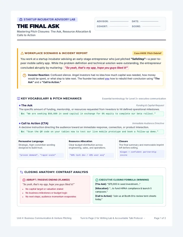The Final Ask Worksheet