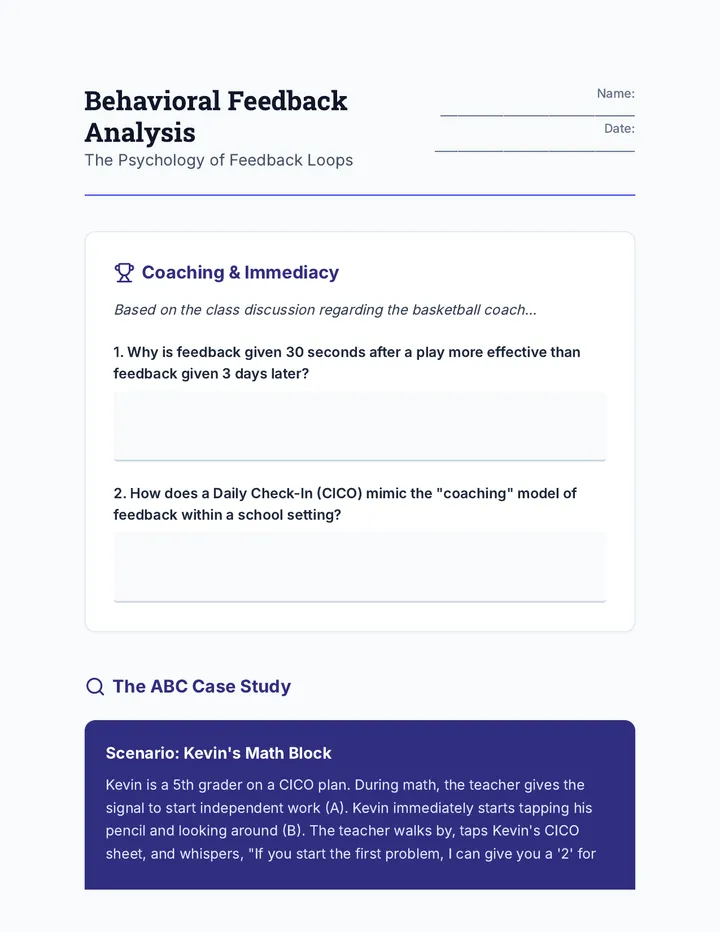 Behavior Analysis Worksheet