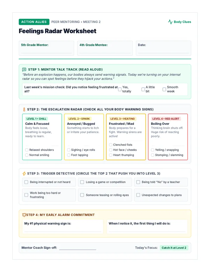 Feelings Radar Worksheet