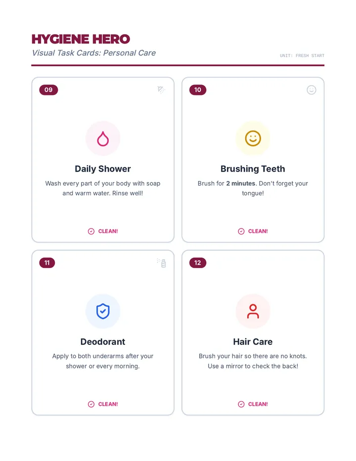 Hygiene Hero Task Cards