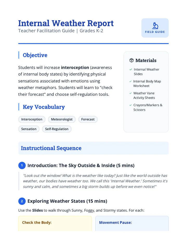 Internal Weather Teacher Guide