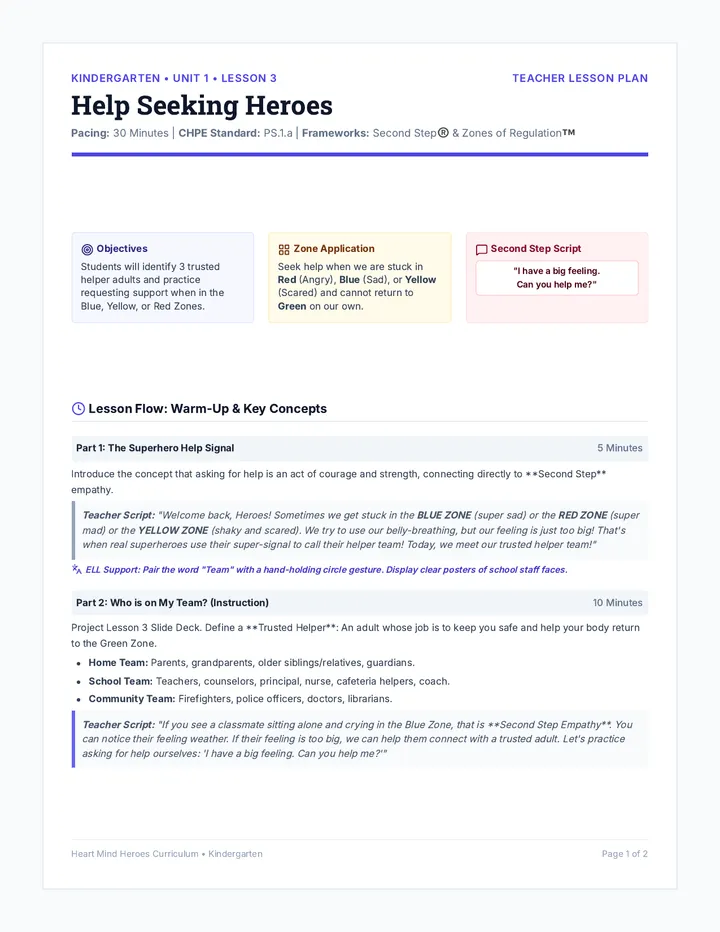 Help Seeking Heroes Teacher Guide