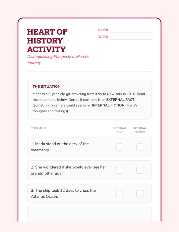 Heart of History Activity