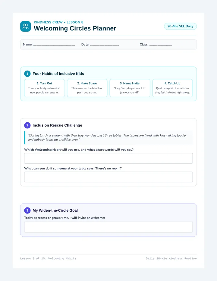 Welcoming Circles Planner