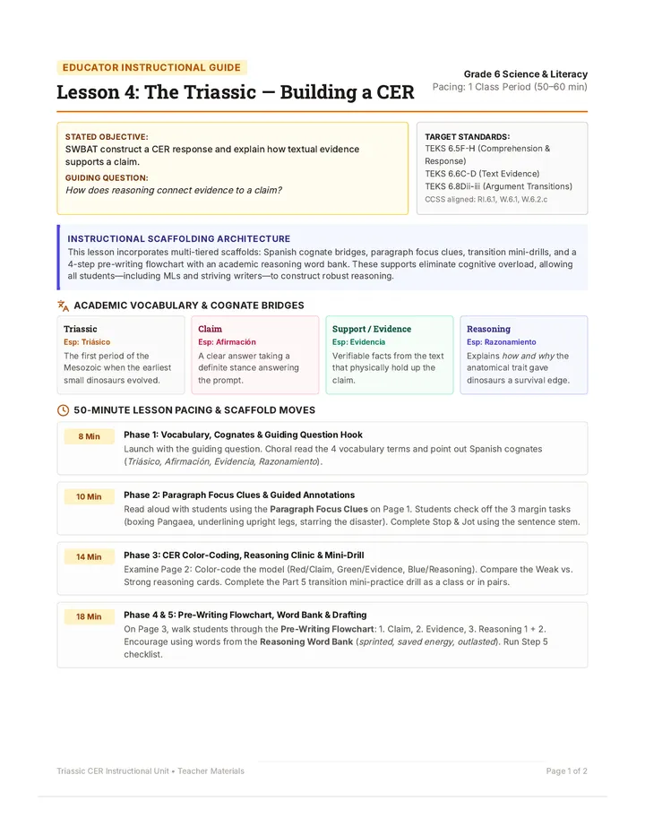 Triassic CER Teacher Guide